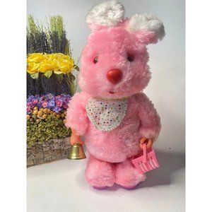 Vintage Pink Plush Musical Bunny 10 inches Plays Easter Parade Song